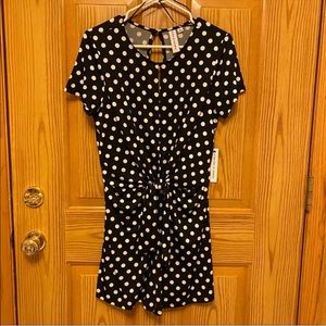 Emma & Michele Polka Dot Tie Front Romper - M